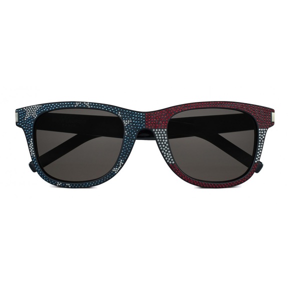 SAINT LAURENT Black/Red/White Blue Crystal Unisex SL51 Sunglasses - Picture 1 of 4